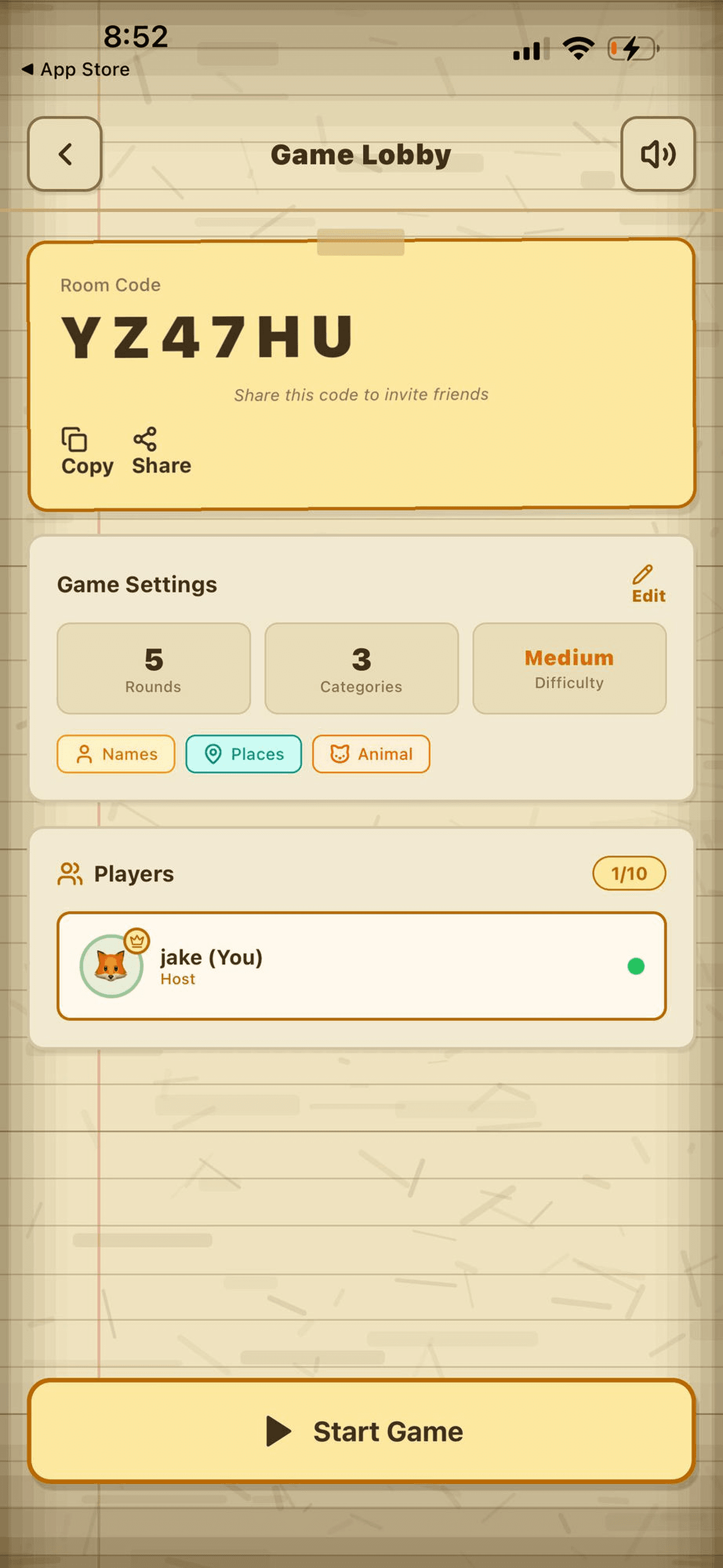 Multiplayer lobby